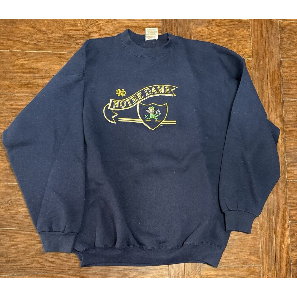 Vintage Notre Dame Made In USA Men’s Size XL Navy Embroidered Crewneck Sweater